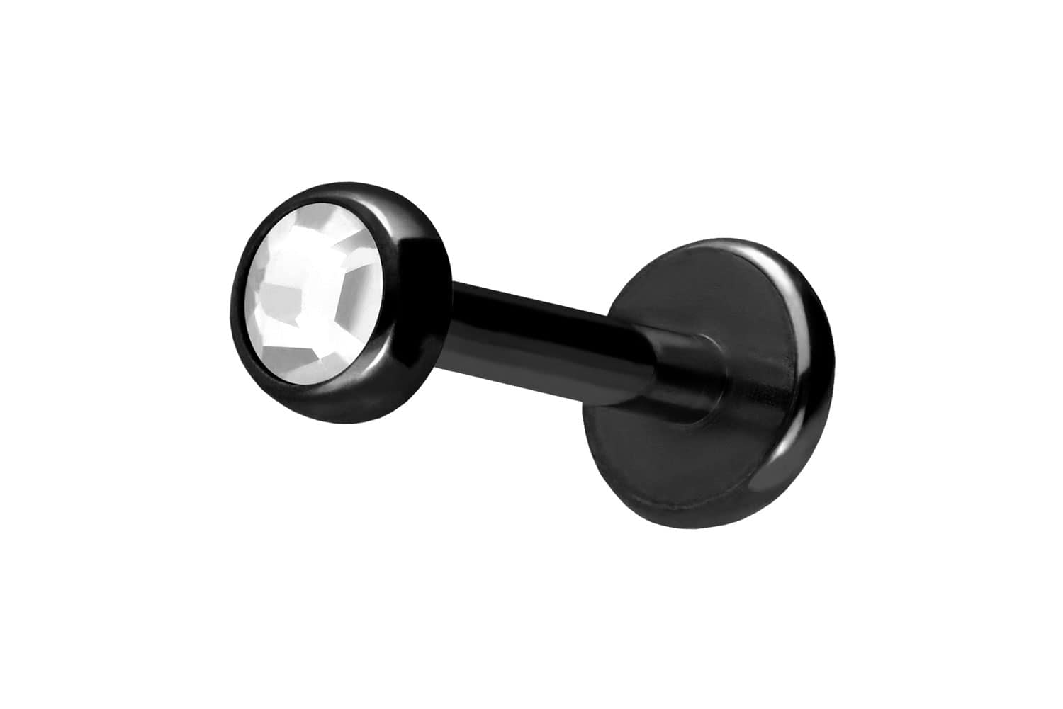 Titan Labret Piercing mit Push Fit KRISTALLDISC